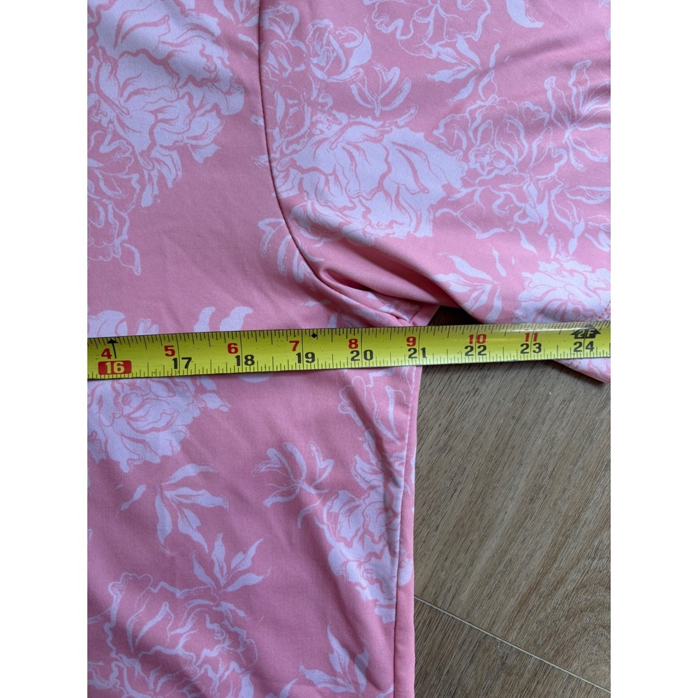 Bad Birdie Mens Pink Floral Performance Golf Polo Shirt Size Large Short Sleeve - Picture 7 of 9
